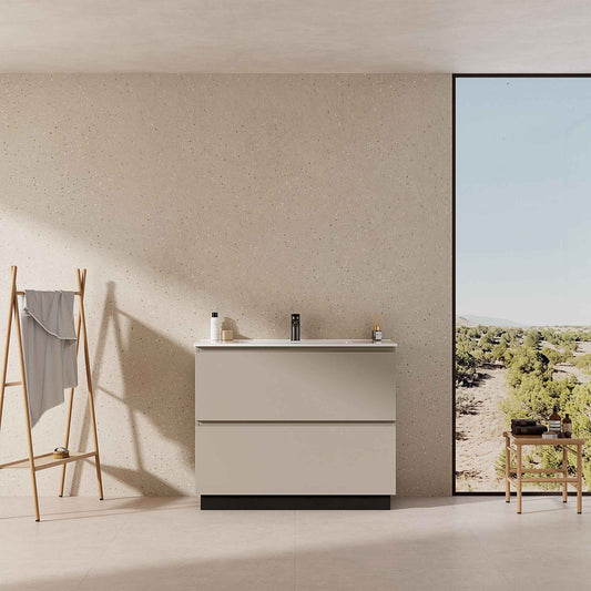 Mobile bagno a Terra 100 cm Grigio Cenere Lavabo in Ceramica Senza Specchio - Nube Paint