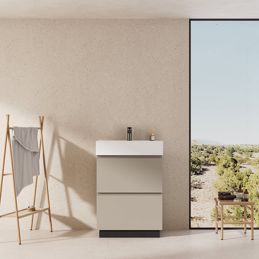Mobile bagno a Terra 60 cm Grigio Cenere Lavabo in Resina Senza Specchio - Nube Paint