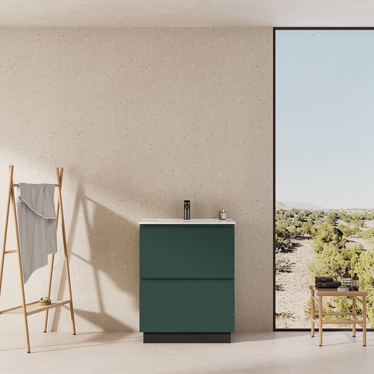 Mobile bagno a Terra 60 cm Verde Comodoro Lavabo in Ceramica Senza Specchio - Nube Paint