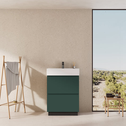 Mobile bagno a Terra 60 cm Verde Comodoro Lavabo in Resina Senza Specchio - Nube Paint