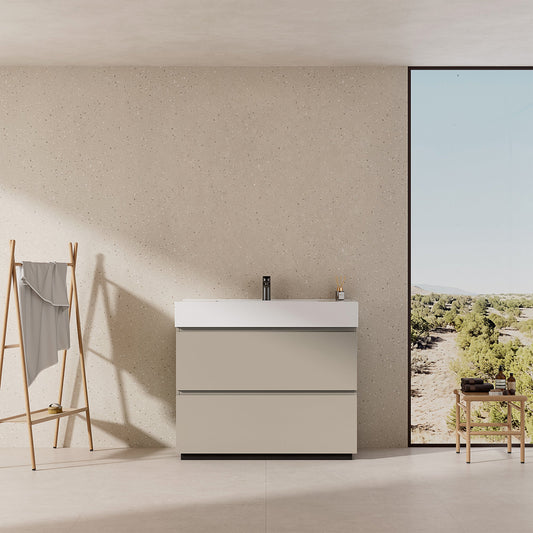 Mobile bagno a Terra 80 cm Grigio Cenere Lavabo in Resina Senza Specchio - Nube Paint