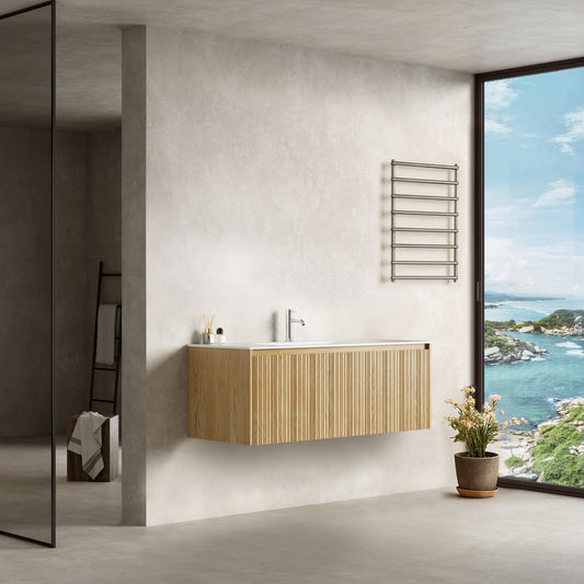 Mobile Bagno 120 cm Sospeso Rovere Chiaro Senza Specchio - Pace