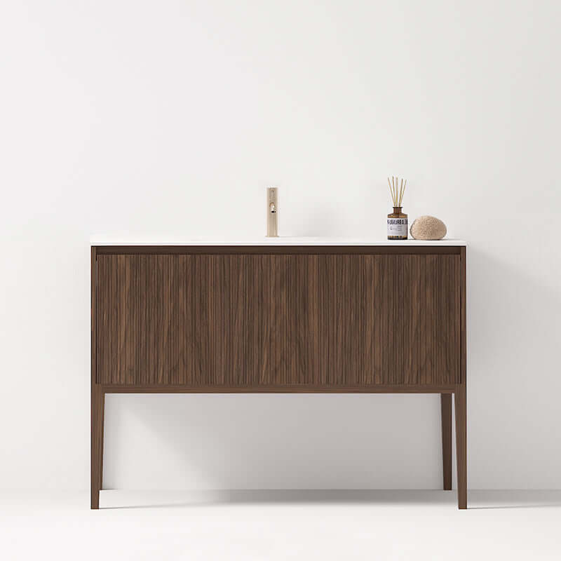 Mobile Bagno 120 cm A Terra Rovere Scuro Senza Specchio - Pace