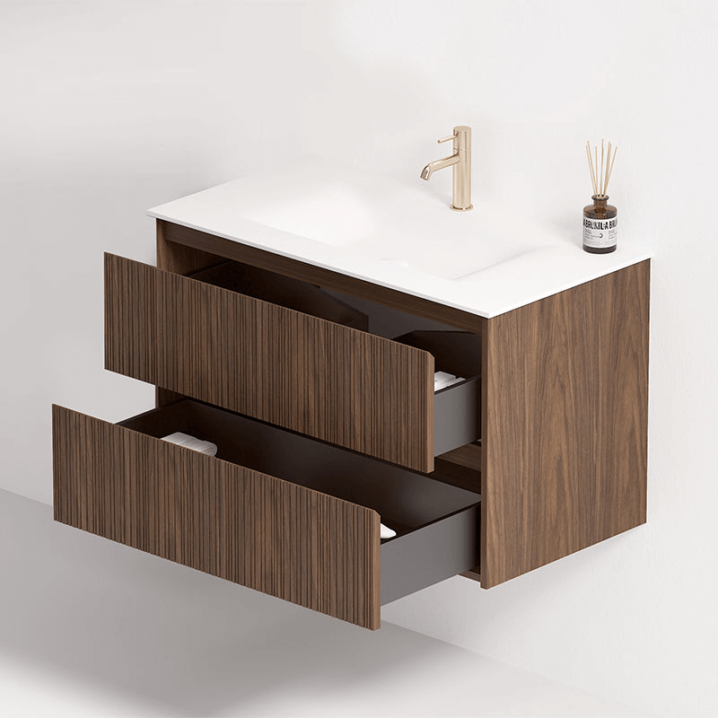 Mobile Bagno Sospeso 90 cm Rovere Scuro Senza Specchio - Pace Plus