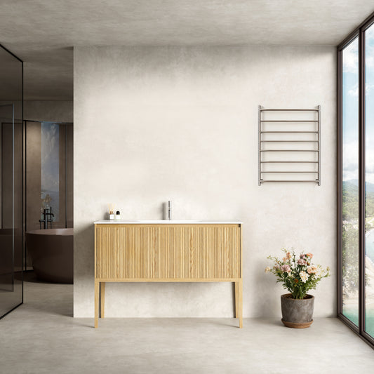 Mobile Bagno 120 cm A Terra Rovere Chiaro Senza Specchio - Pace
