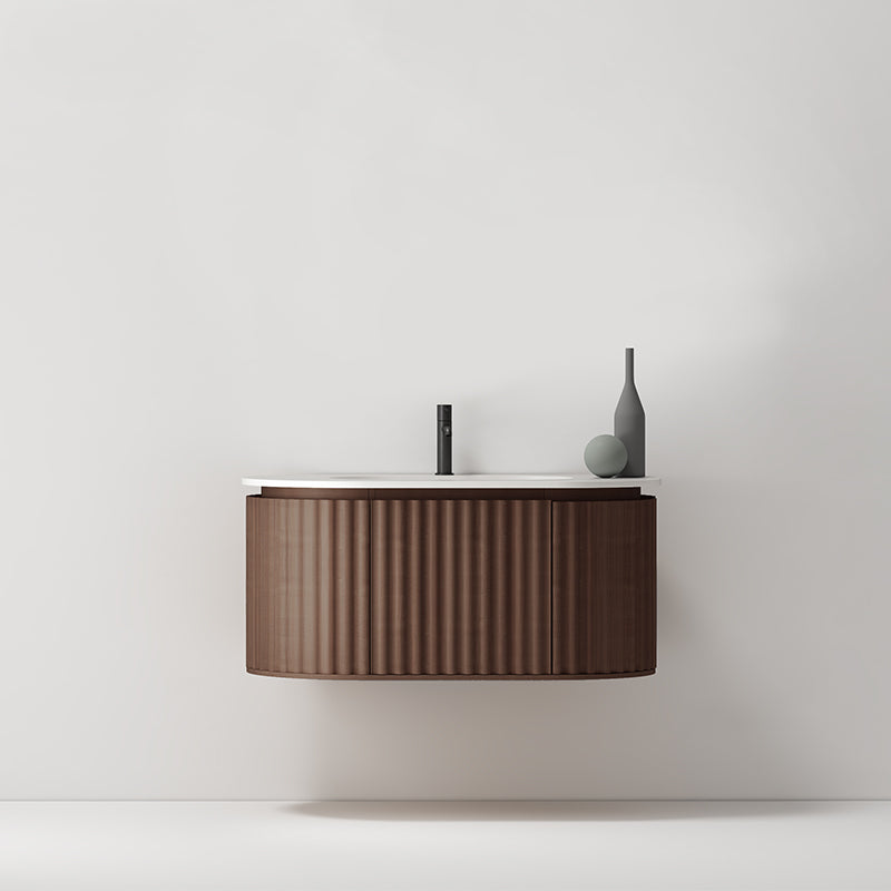 Mobile Bagno 100 cm Sospeso Rovere Scuro Senza Specchio - Reid