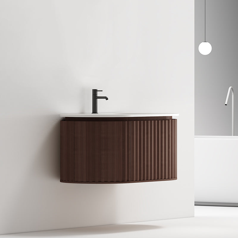 Mobile Bagno 100 cm Sospeso Rovere Scuro Senza Specchio - Reid