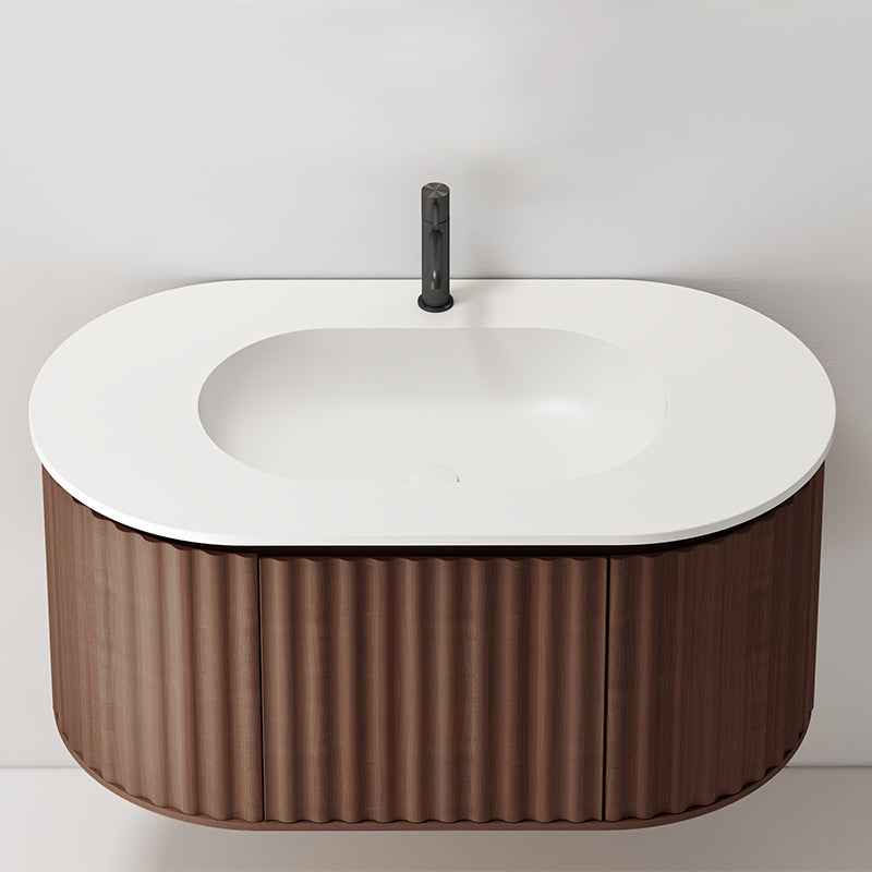 Mobile Bagno 100 cm Sospeso Rovere Scuro Senza Specchio - Reid