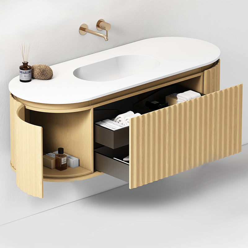 Mobile Bagno Sospeso 140 cm Rovere Chiaro Sospeso Senza Specchio - Reid