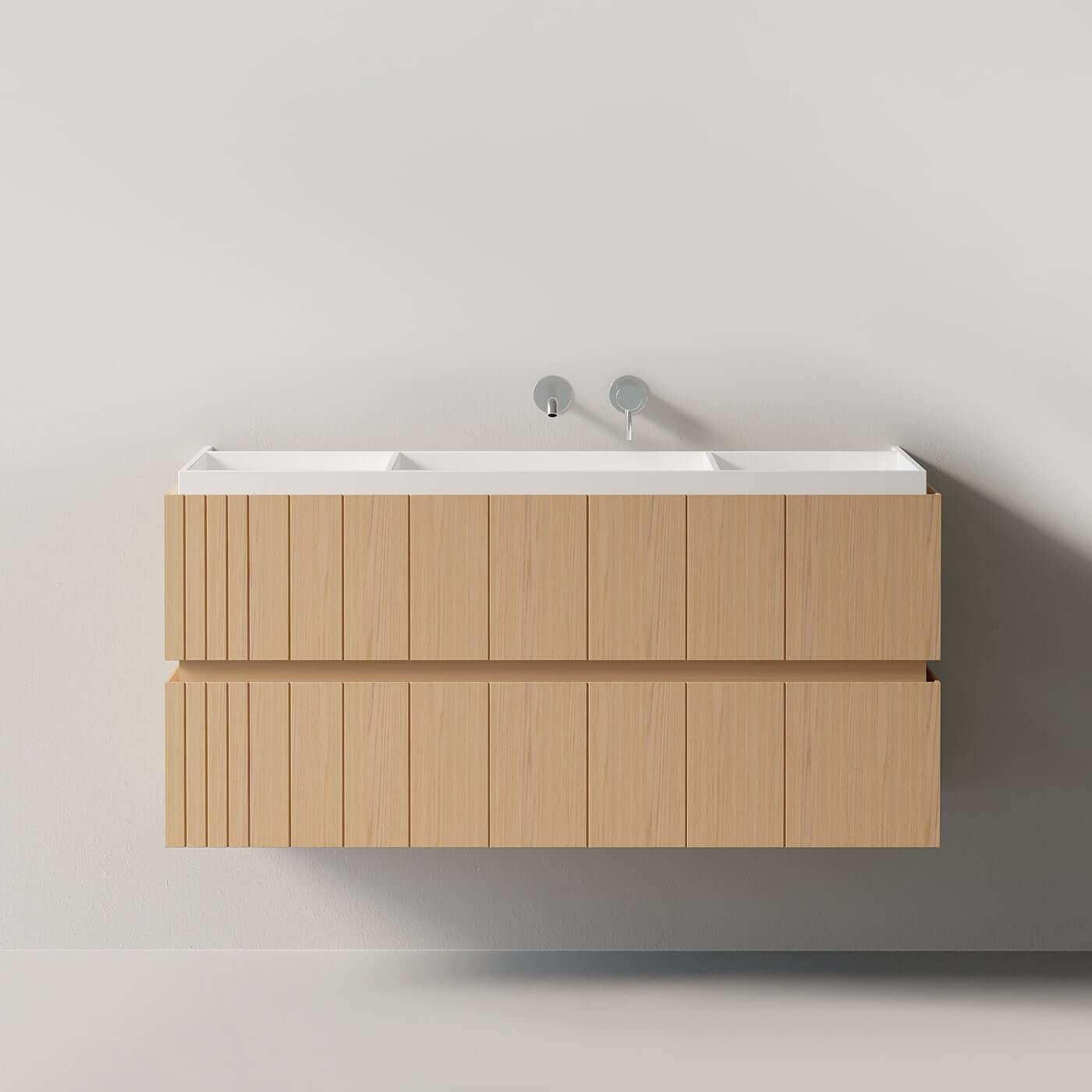 Mobile Bagno 120 cm Sospeso Rovere Chiaro Senza Specchio - Roshi