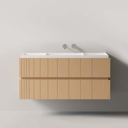 Mobile Bagno 120 cm Sospeso Rovere Chiaro Senza Specchio - Roshi