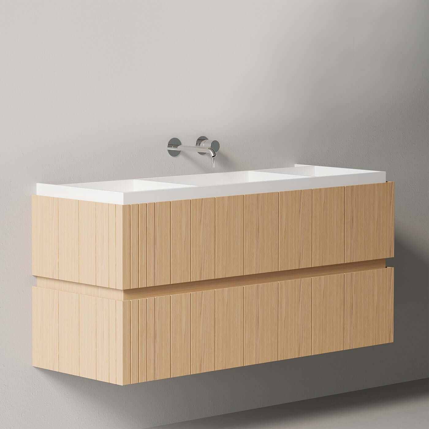 Mobile Bagno 120 cm Sospeso Rovere Chiaro Senza Specchio - Roshi