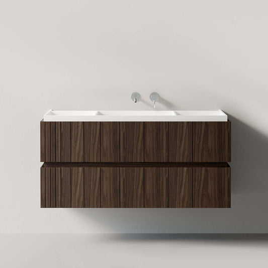 Mobile Bagno 120 cm Sospeso Rovere Scuro Senza Specchio - Roshi