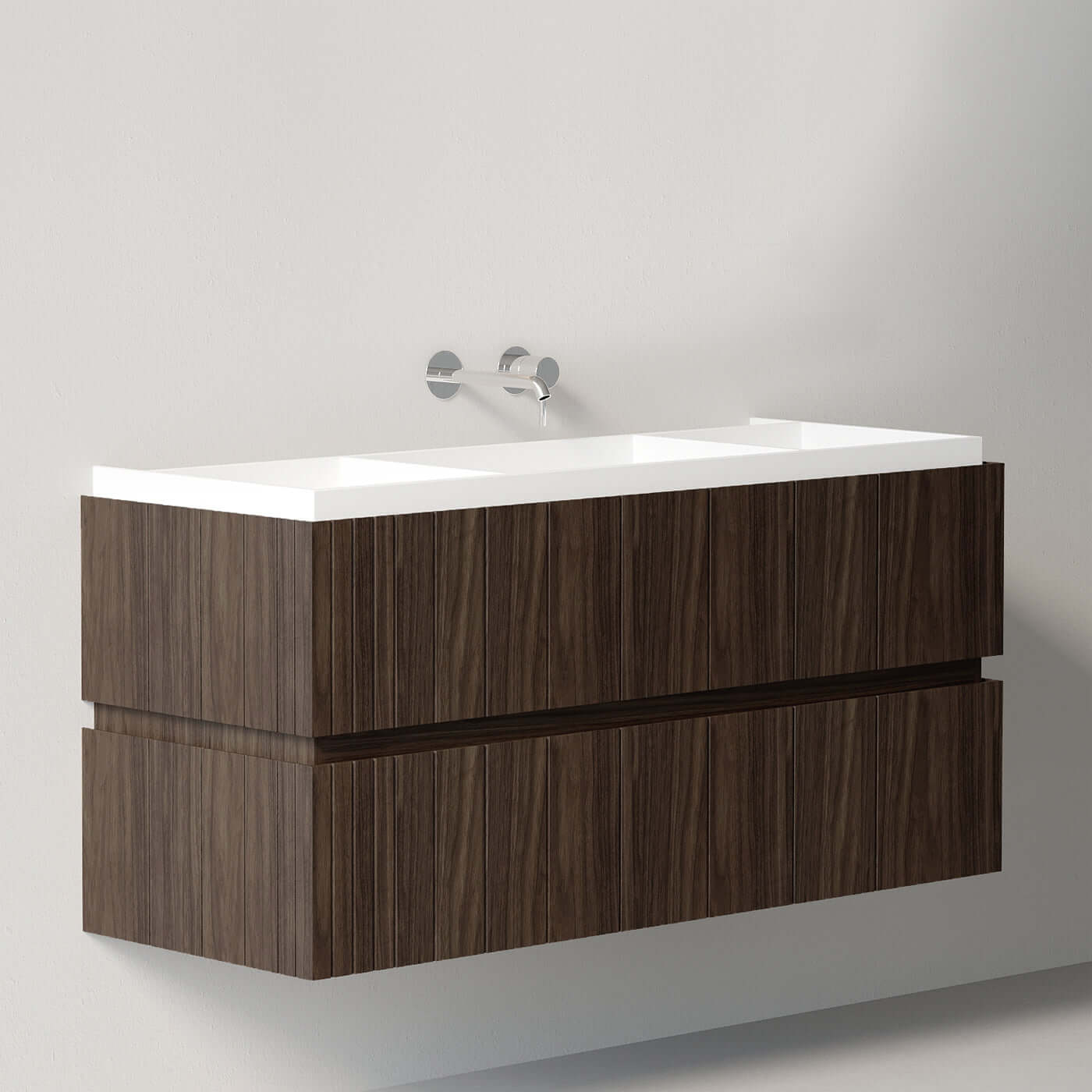 Mobile Bagno 120 cm Sospeso Rovere Scuro Senza Specchio - Roshi