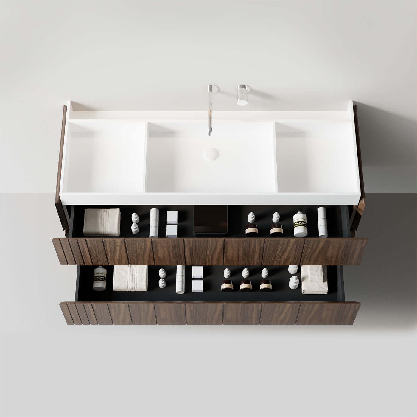 Mobile Bagno 120 cm Sospeso Rovere Scuro Senza Specchio - Roshi