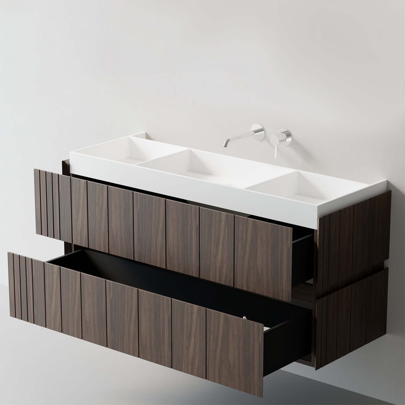 Mobile Bagno 120 cm Sospeso Rovere Scuro Senza Specchio - Roshi