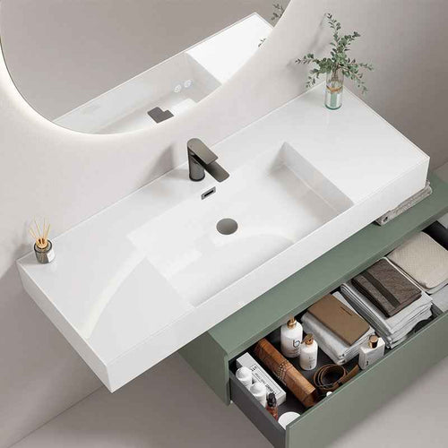 Lavabo Sospeso in Resina 120 cm Finitura Lucida - Fiji