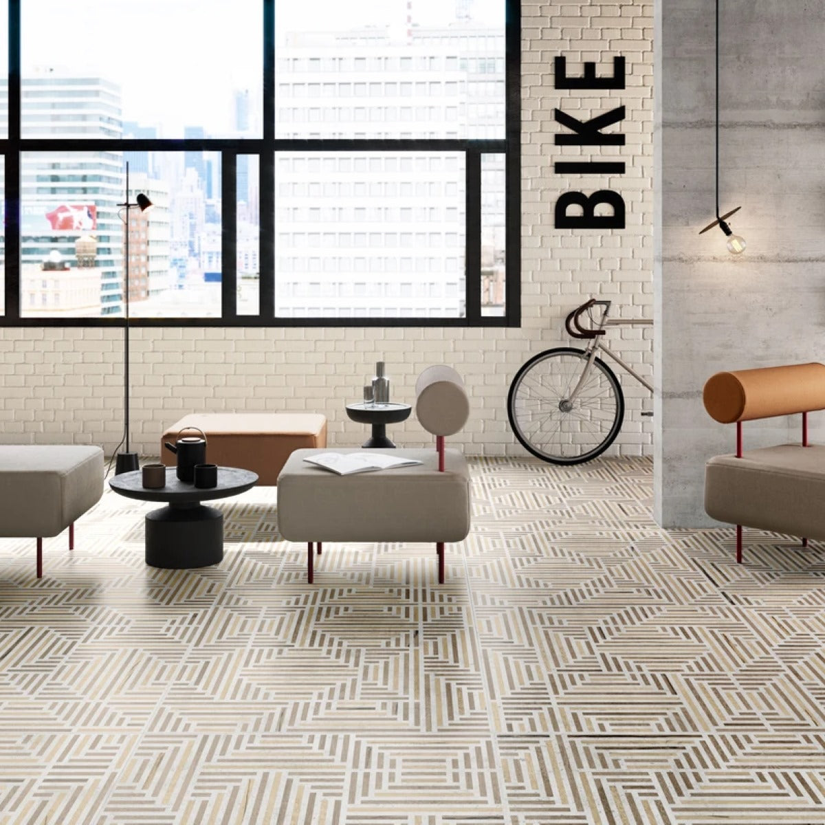 Gres Porcellanato Rettificato Naturale Decoro  Effetto Cemento 90X90 - Form Maze