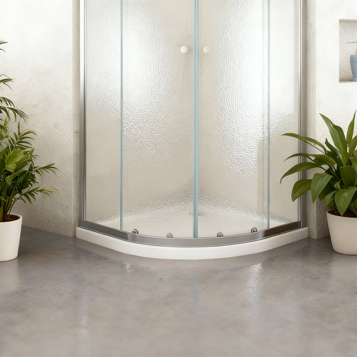 Box Doccia Semicircolare 90x90 cm Doppio scorrevole Vetro Martellato - MedaHome