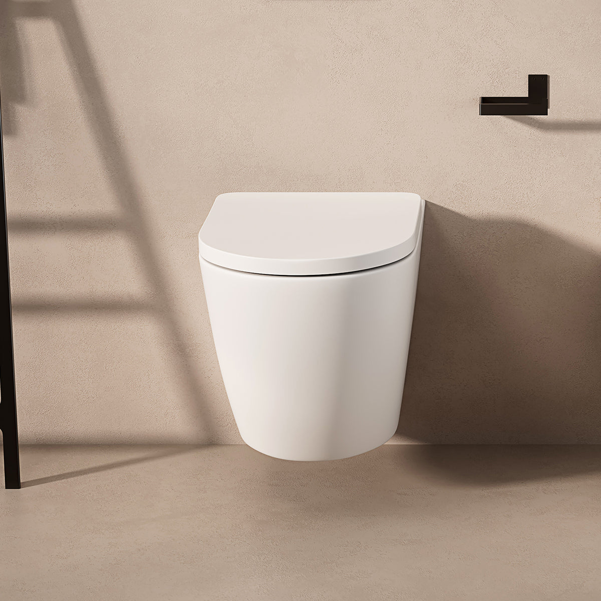 Vaso Sospeso Giada 49 Bianco Opaco e Coprivaso Soft Close - Meda