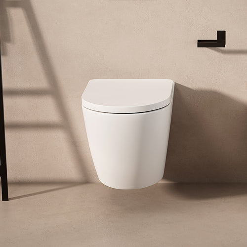 Vaso Sospeso Giada 49 Bianco Opaco e Coprivaso Soft Close - Meda