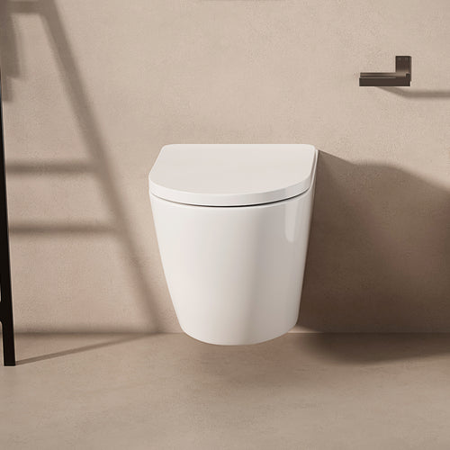Vaso Sospeso Giada 49 Bianco Lucido e Coprivaso Soft Close - Meda