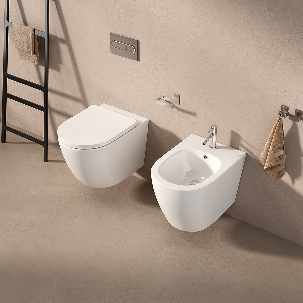 Vaso Sospeso Giada 53 Scarico Tornado Bianco Lucido e Coprivaso Soft Close - Meda