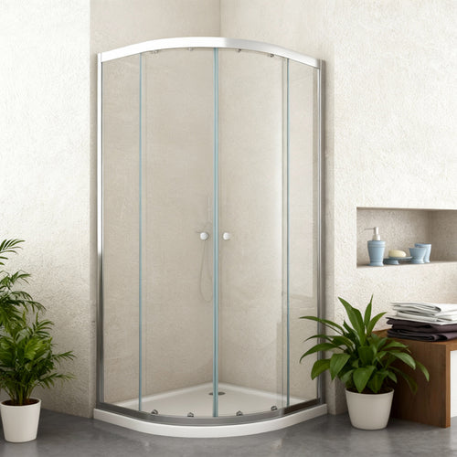 Box Doccia Semicircolare 90x90 cm Doppio scorrevole Vetro Trasparente Reversibile - MedaHome