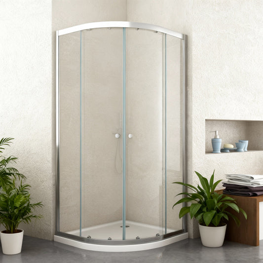 Box Doccia Semicircolare 90x90 cm Doppio scorrevole Vetro Trasparente Reversibile - MedaHome