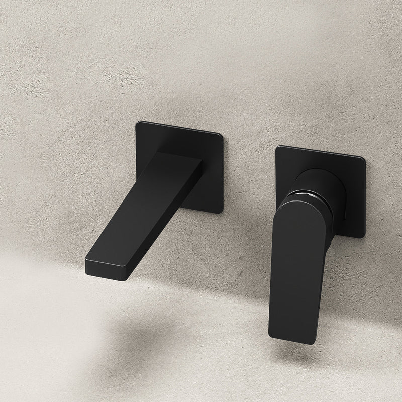 Miscelatore Lavabo a Parete con Piletta Click Clack Nero Opaco - Sun