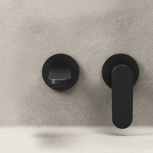 Miscelatore Lavabo a Parete con Piletta Click Clack Nero Opaco - Neptune