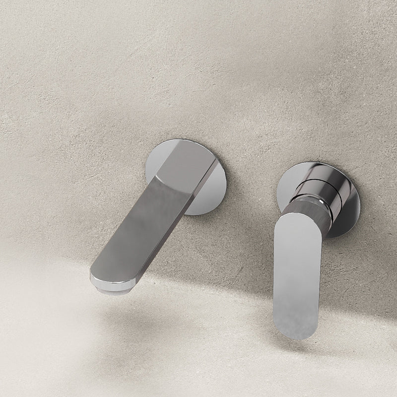 Miscelatore Lavabo a Parete con Piletta Click Clack Cromo Lucido - Neptune