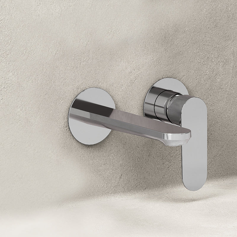 Miscelatore Lavabo a Parete con Piletta Click Clack Cromo Lucido - Neptune