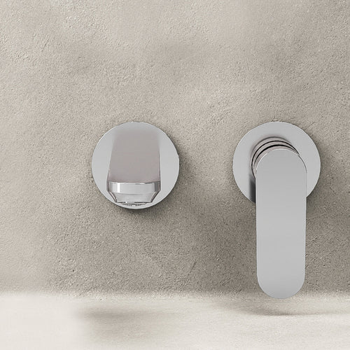 Miscelatore Lavabo a Parete con Piletta Click Clack Cromo Lucido - Neptune