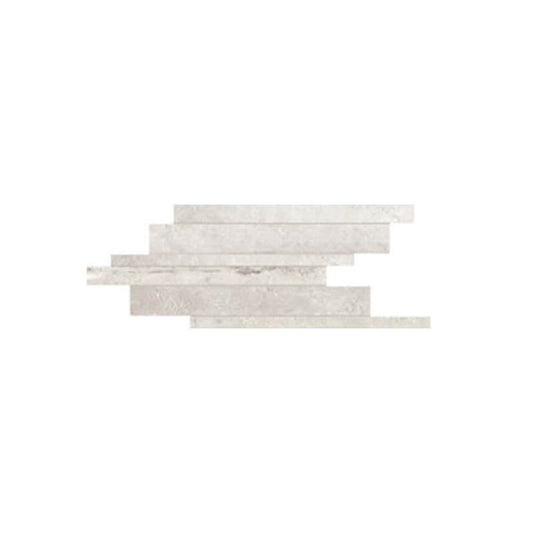 Offset Listello Module in Natural Stone Effect Porcelain Stoneware 21x40 9mm Blanc La Roche - Florim