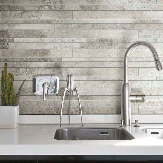 Offset Listello Module in Natural Stone Effect Porcelain Stoneware 21x40 9mm Grey La Roche - Florim
