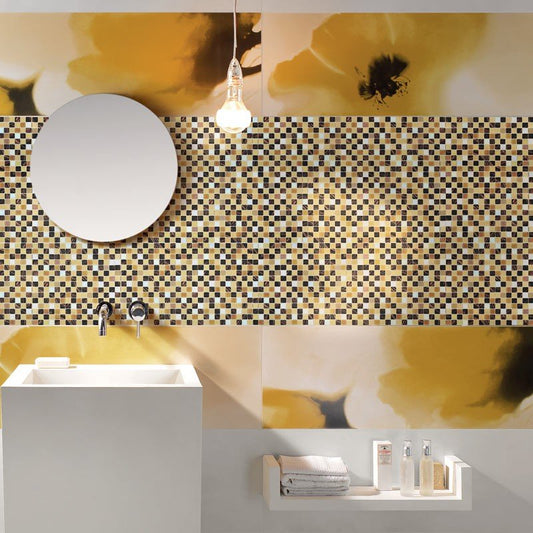 Mosaico in Pasta di Vetro 32.7x32.7 Multicolor Miscela Ipnotica Lucido - Spazio