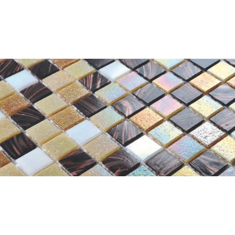 Mosaico in Pasta di Vetro 32.7x32.7 Multicolor Miscela Ipnotica Lucido - MedaHome