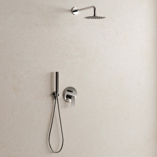Set Incasso Doccia con Deviatore Cromo con Braccio Doccia e Soffione Ø 20 cm - Neptune