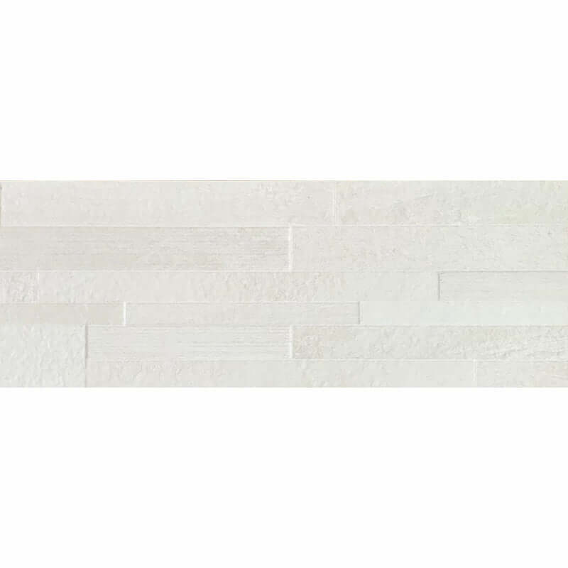 Rivestimento in Ceramica Effetto Muretto 25x75 Decoro Struttura Focus Bianco Orione- Herberia