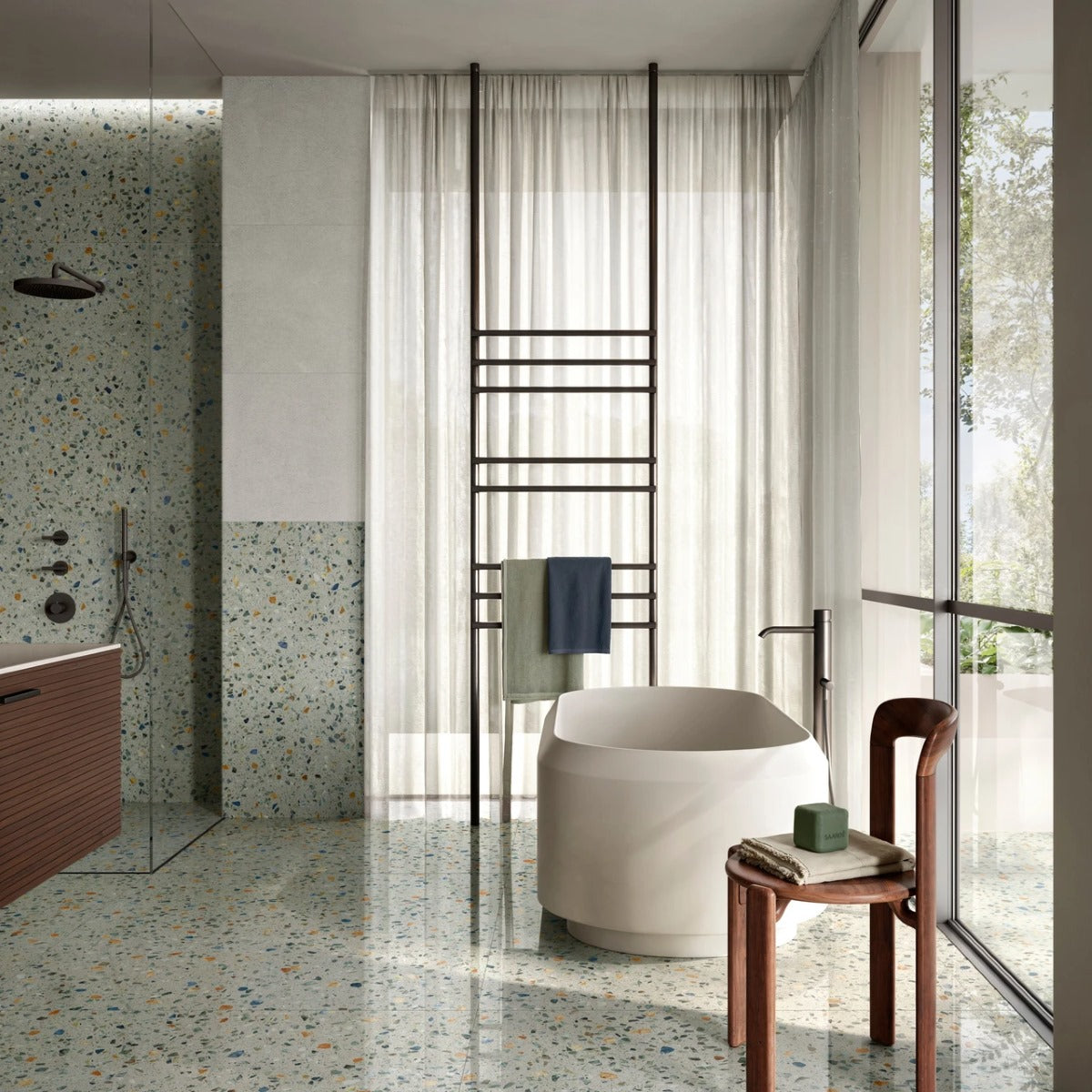 Gres Porcellanato Rettificato Kry Effetto Graniglia 60X120 - Glow Plus Sage
