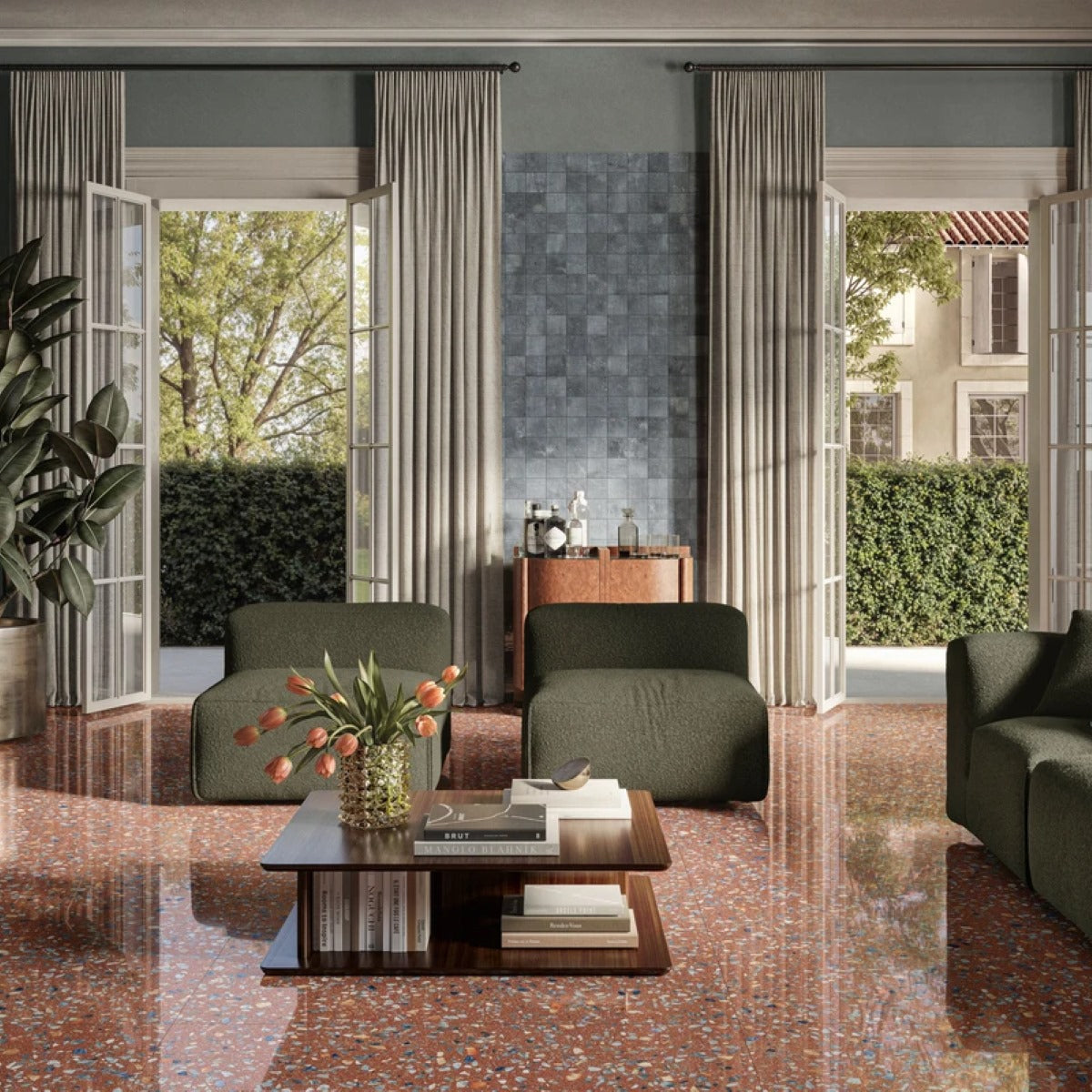 Gres Porcellanato Rettificato Kry Effetto Graniglia 120X120 - Glow Plus Sunset
