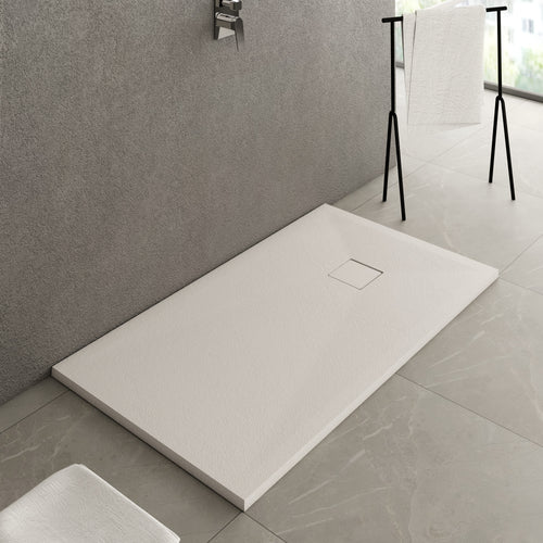 Piatto Doccia 80x140 cm in Resina e Gelcoat Bianco Con Piletta - Meda
