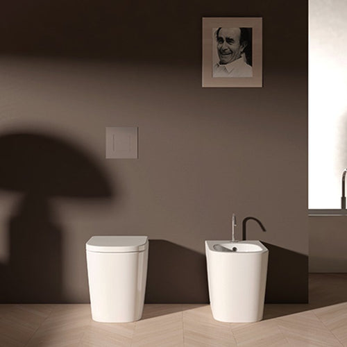 Coppia Sanitari Filo Muro Foglia Quadro Bianco con Coprivaso Soft Close Incluso - Domus Falerii (25550653)
