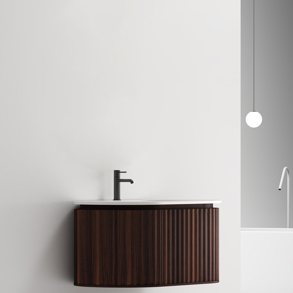 Mobile Bagno 100 cm Sospeso Noce Scuro Senza Specchio - Reid