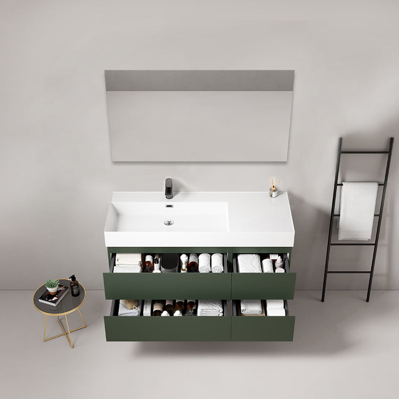 Mobile bagno sospeso 120 cm Verde Comodoro Lavabo a Sinistra in Resina Specchio Quadro - Fiji Paint