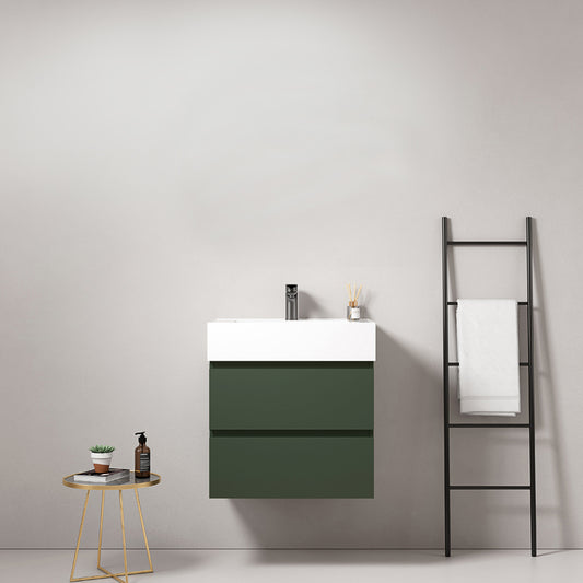 60cm suspended bathroom cabinet Green Comodoro Resin washbasin without mirror - Fiji Paint