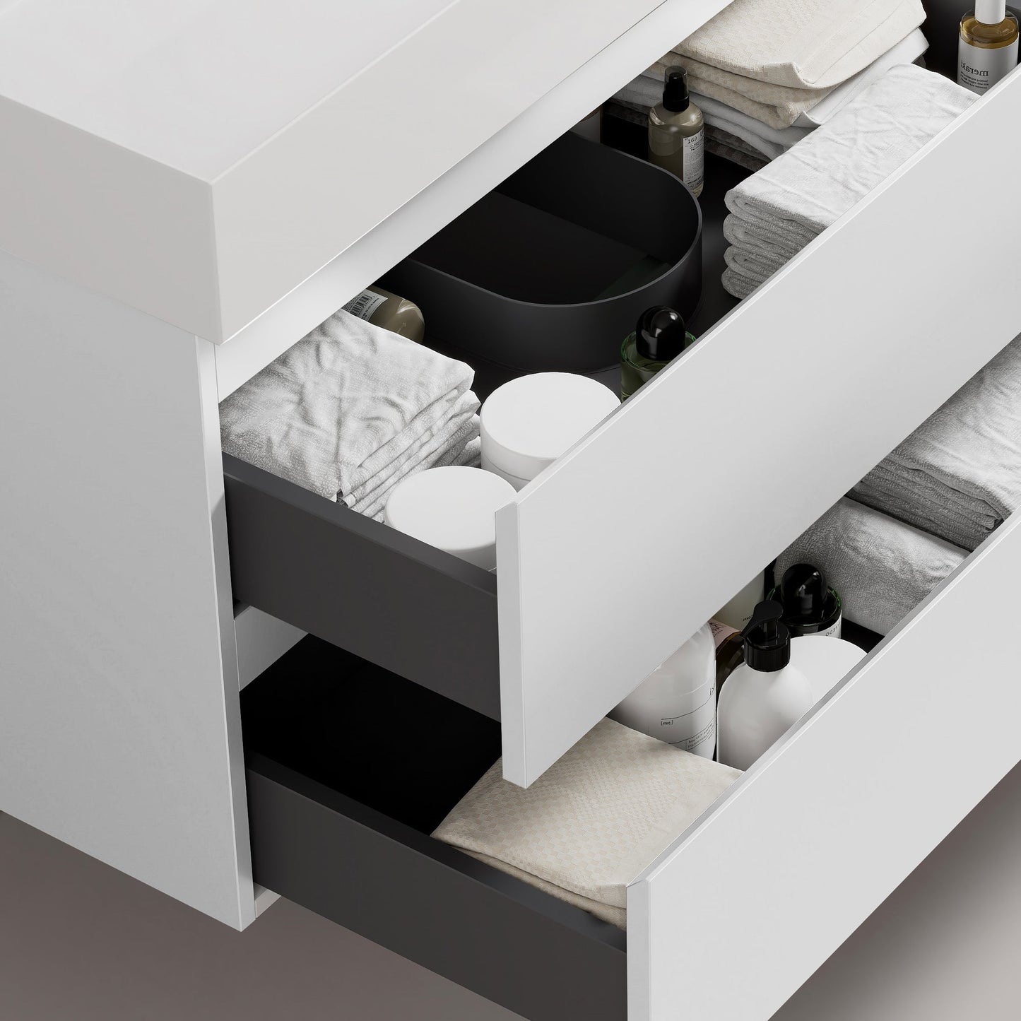 Mobile bagno sospeso 60 cm Bianco Lavabo in Resina Specchio Quadro - Fiji Paint