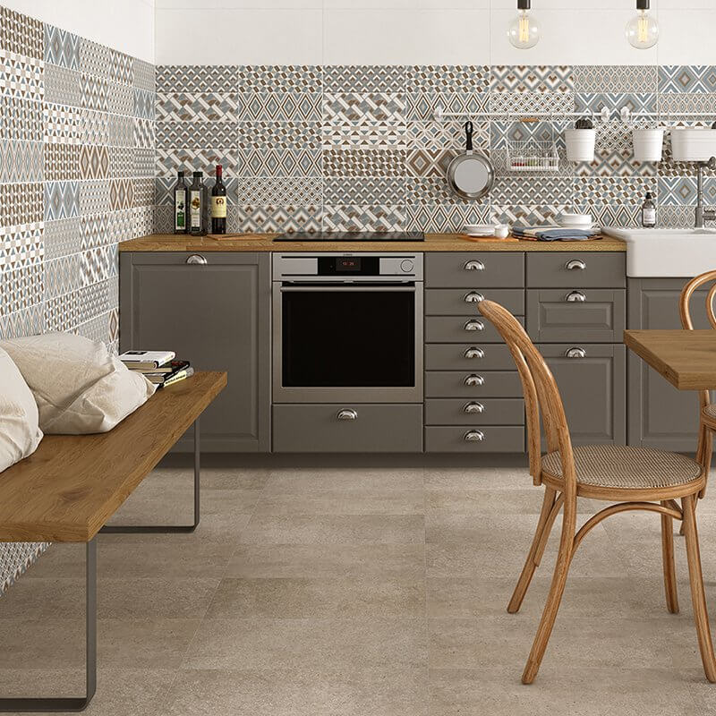 Rivestimento in Ceramica Effetto Cemento Rettificato Naturale 25x75 8.3mm Le Crete Decoro Glamour - Herberia