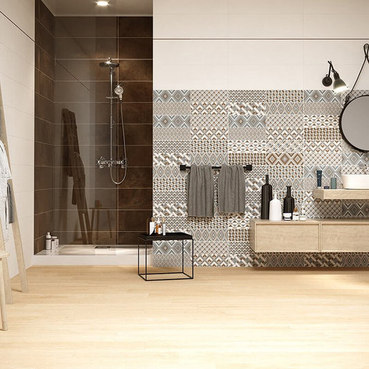 Rivestimento in Ceramica Effetto Cemento Rettificato Naturale 25x75 8.3mm Le Crete Rame - Herberia